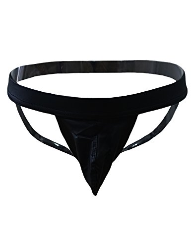 Jueshanzj Herren Kunstleder Lack G-String Wetlook Tau Hip Unterwäsche Schwarz M