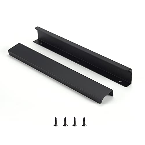 Satanga Edge - Tirador de dedo negro para gabinetes de cocina, tiradores de cajón ocultos, de aluminio, para puerta de montaje en la parte trasera oculta, para el hogar, paquete...