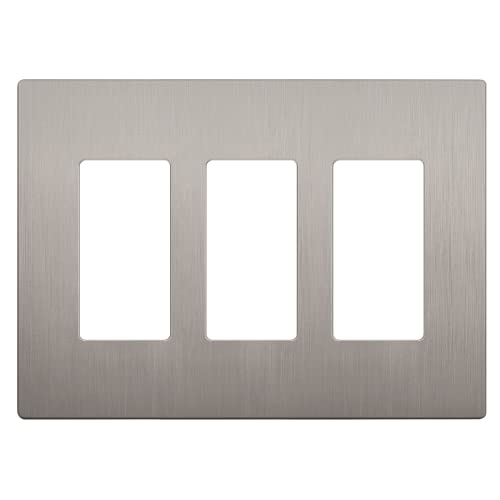 Image of LIDER Decorator Switch Cover, Screwless Wall Plate, Mid-Size 3-Gang 4.88 inch x 6.77 inch, LSWP-33M-BNK, UL Listed, Thermoplastic, Brushed Nickel, 1-Pack