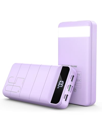 DAOLOT Power Bank Fast Charging 50000mAh - 22.5W Portable Charger USB C Quick Charge with 4 Outputs & 3 Inputs LED Display Huge Capacity External Battery Pack for iPhone Samsung iPad etc Purple