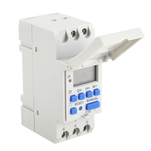 Ausla Minuteur Numérique Programmable, Ecran LCD Interrupteur Horaire Hebdomadaire avec Programmation Minuteur Programmable sur Rail DIN (220 V)