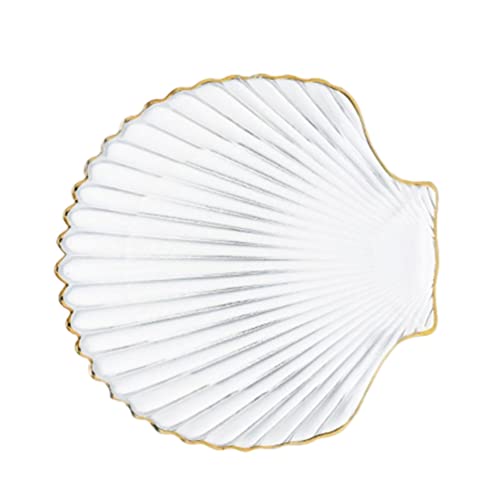 Plateau de Bijoux en Forme de Coquillage Plateau de Bijoux: Verre Nautique Bijoux Organisateur Blanc Bibelette Porte- Décorative Assiette D' Affichage de Gâteau