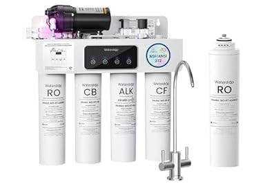 Waterdrop T4-A Alkaline pH+ Reverse Osmosis System Bundle with RT-CF Replacement Filter, Dual Flow, NSF/ANSI 372 Certified, 10-Stage Tankless Undersink RO Water Filter, 450 GPD, 2:1 Pure to Drain