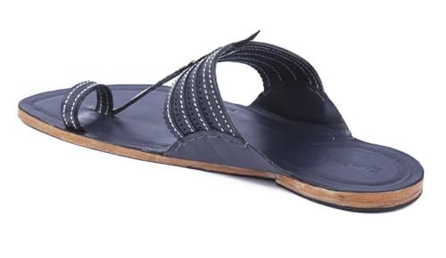 Image of KORAKARI Men Kolhapuri Chappal Handcrafted Sandal Smooth and Comfortable Flip Flops Slipper Stylish Anti Slip Design Genuine Leather Traditional Footwear.
