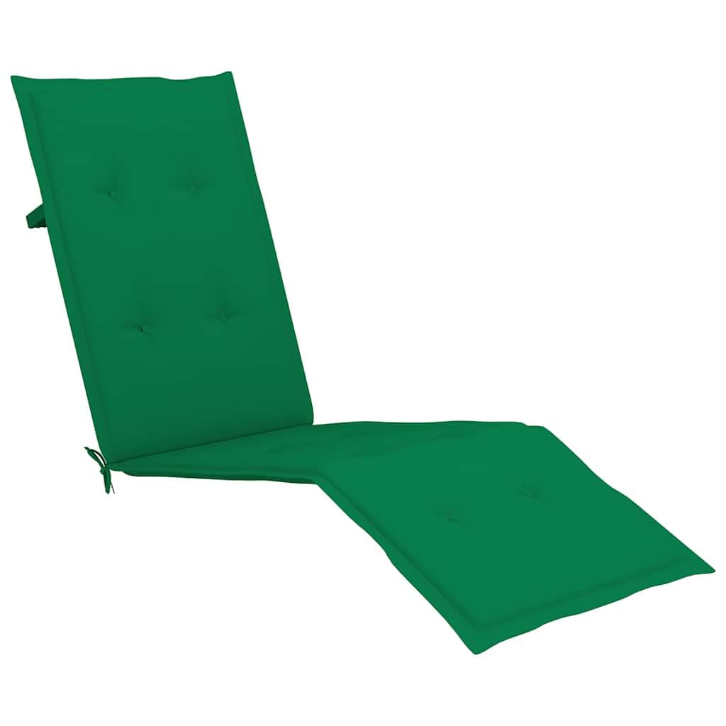Tumbona plegable de madera de acacia maciza con cojín y reposapiés, silla de jardín ajustable en 3 posiciones para terraza y jardín, carga hasta 110 kg