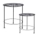 Spetebo Metall Blumenhocker - 2er Set/schwarz - mit Palmen Motiv - Pflanzenhocker Blumentisch Pflanzenständer Beistelltisch