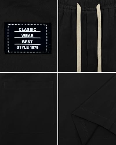 Men's Cotton Casual Pants Lightweight Elastic Waist Drawstring Pant Relaxed Fit Sweatpants Trousers Plus Size2