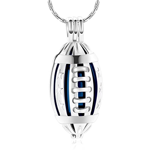 constantlife Football Cremation Jewelry for Ashes Memorial Urn Necklace Stainless Steel Soccer Pendant Keepsake Ashes Holder