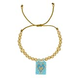 SHINUS BOHO Fashion Miyuki Beaded Gold Handmade Charm Bracelets for Women,Adjustable Love Heart Beads Boho Friendship Jewelry Gifts.
