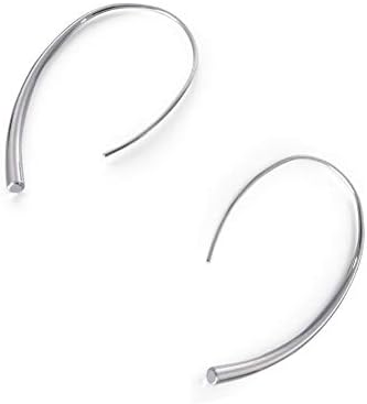 Open Hoop Earrings - Upside Down Threader Earrings, Surgical Titanium Steel Hypoallergenic (Silver)