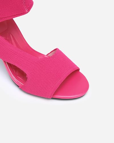 Women's Retro Peep Toe Sandals - Elegant Stiletto Heel Design with Breathable Mesh Knit Upper, Comfortable Elastic Casual Sandals for Daily Wear2