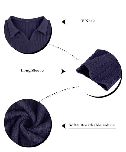 Polo de punto RITERA transpirable con cuello en V y manga larga invierno tallas grandes 5