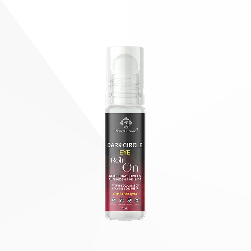 PuriFlame Eye Serum Roll On For Reduce Dark Circle, Puffiness, Wrinkles and Eye Bags | Enriched with Amethyst Healing Stones & Vitamin E | 12ml (Pack of 1)-image-2