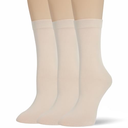 Bzoinien Thin Crew Socks for Women Ladies Soft Cotton High Calf Boot Sock