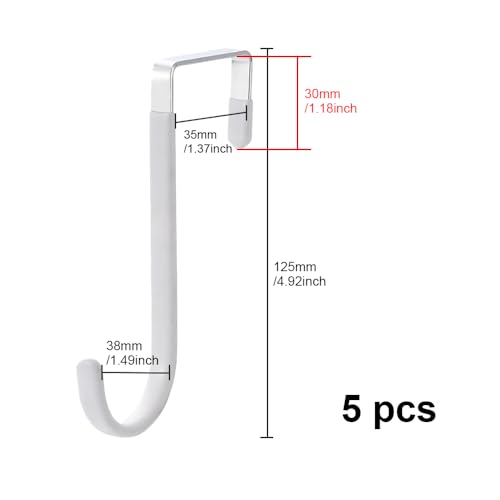 Miniatura 2 de Umchu 5 Piezas Colgador De Puerta Multifuncional,Ganchos Que Se Pueden Colgar Sin Taladrar,Perchero Puerta Baño,Para Dormitorio Baño Cocina Contiene Una Capa De Caucho Blanco