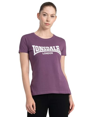 Lonsdale London CARTMEL - Maglietta da Donna, Colore Nero, Stile Casual, Melanzana/Bianco, L