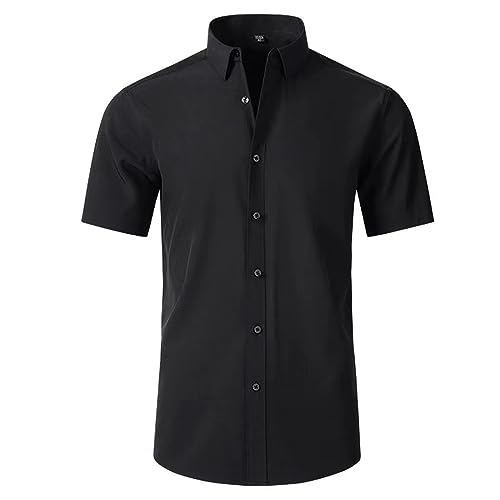 Chemise d'affaires homme col Kent noire haut de gamme et sans repassage