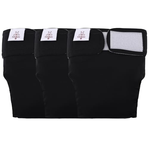 Image of CuteBone Washable Dog Diapers Female No Tail Hole 3 Pack Reusable Doggie Period Training Pants for Docked-Tail Frenchie French Bulldog Boston Terrier Without Tail WWD21M