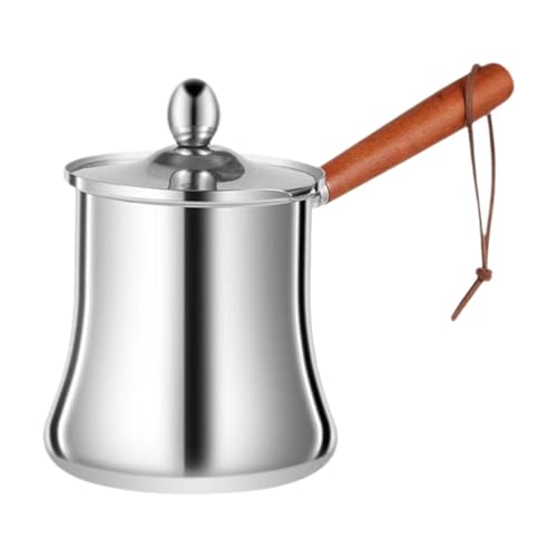 NonMiFyR Cafetera Turca de Acero Inoxidable con de, Elegante, para Cafeterías Y Tiendas, Multifuncional, con Tapa, Olla Pequeña para, 720 ml