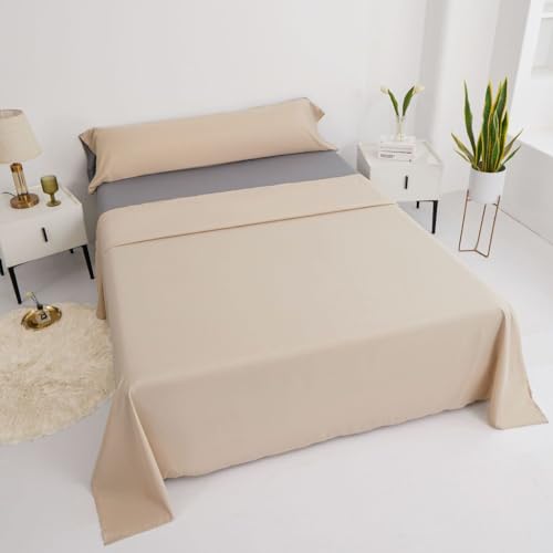 BESCH Juego de Sabanas 3 Piezas 160x190 para Cama de 160 - Sábanas Bajera Ajustable + Encimera y Funda de Almohada 45x175cm Color Beig
