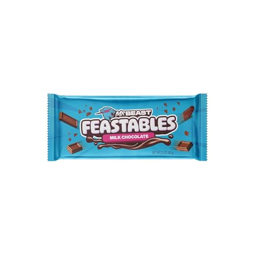 Mr Beast Feastable Chocolate Bar Mix Bundle - x1 Milk Chocolate, x1 Almond Milk Chocolate, x1 Milk Crunch, x1 Peanut Butter - 4 x 60g Bars