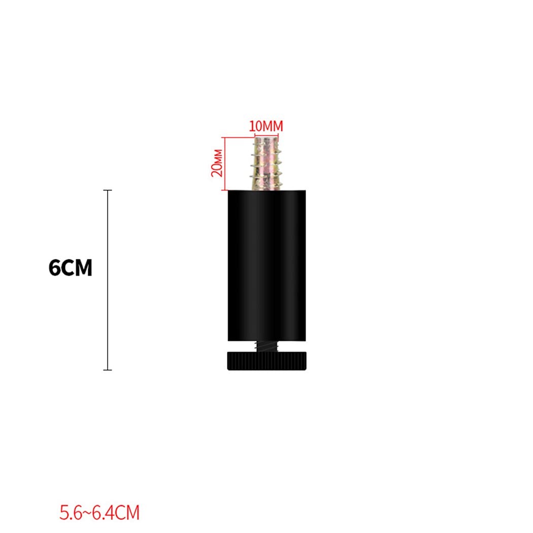 Regulowane nogi meblowe, aluminiowe stopy, metalowe podpórki do stołu, kanapy, biurka, szafki, czarne, 4 sztuki (6 cm)