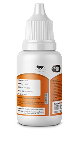Image of Chipku - Fruit Fly Bactocera Dorsalis attractant Recharge Liquid Methyl Eugenol, Long Lasting 100% Organic, Easy to Use for Mango, Papaya, Spota, Guava, Pomegranate, Sweet Fruit- 25 ml (Pack of 1)