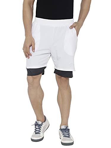 Image of CHKOKKO Double Layered Gym Shorts for Men Workout | Compression Inner Layer with Pockets Across Inner Outer and Back | Dry Fit Sports Athletic wear for Running Jogging or Training