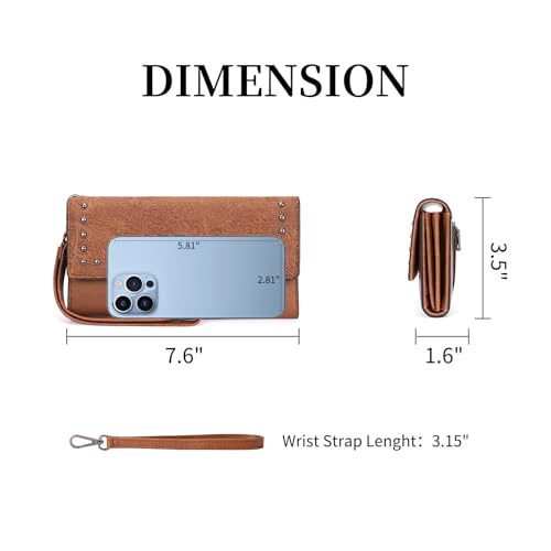 Image of FALAN MULE Wallets for Women Trifold Wristlet Wallets Large Capacity RFID Blocking Ladies Purse Credit Card Holder