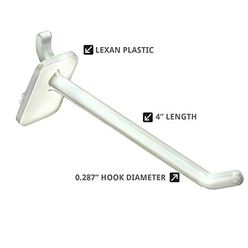 Azar Displays 800004-W 4-Inch Lexan Hook, White, 50-Pack, 4 Inch - Image 2