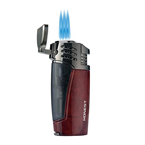 PROMISE by Honest Cigar Lighter Triple Jet Flames Butane refillable Windproof with Built