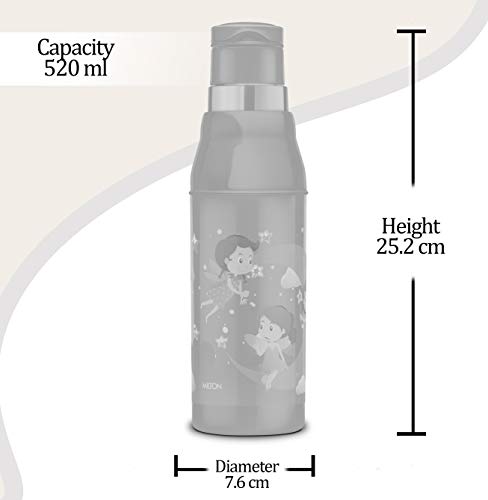 MILTON Kool Steelight 600 Kids Plastic Insulated Water Bottle with Straw, 520 ml, Sipper Bottle, Leak Proof, BPA Free, Food Grade, School & Picnic Bottle, Purple