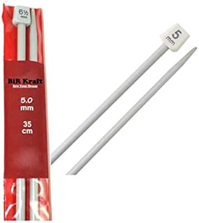 BiR Kraft 2 x 35cm Long Plastic Knitting Needles Single Pointed Needles 5mm, 5.5mm, 6mm, 6.5mm, 7mm, 7.5mm, 8mm, 9mm & 10mm (2 x 5mm)