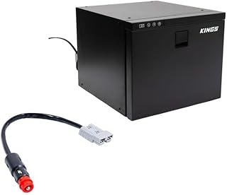 Kings Stayzcool 60L Drawer Camping Fridge Freezer | 68 Can Capacity | 12V/24V + Quick-Connect to Cigarette Plug Adapter