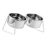 Baoblaze Elevated Cat Bowls Pet Food Feeding Dish Sturdy Water Food Feeder Bowls with Stand for Puppy Dogs Small Animals Kitten Cats, Double Bowl