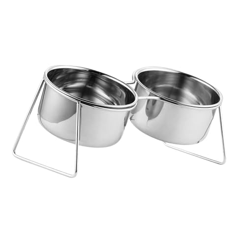 Baoblaze Elevated Cat Bowls Pet Food Feeding Dish Sturdy Water Food Feeder Bowls with Stand for Puppy Dogs Small Animals Kitten Cats, Double Bowl