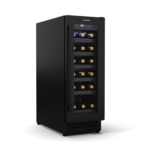KLARSTEIN Vinovilla 18 Uno nevera empotrable para vino - 18 botellas, 1 zona, 5-18°C, LED táctil, silencioso 38 dB, negro mate, Iluminado, nevera empotrable para vino