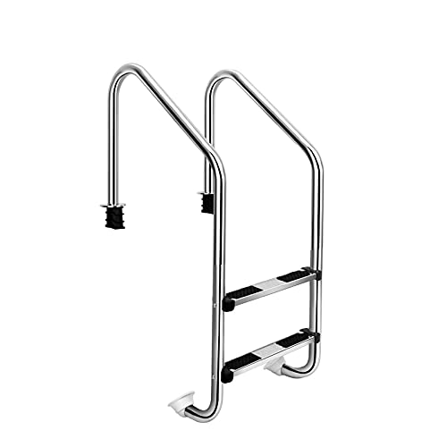 Escalera para piscina con 2 peldaños antideslizantes acero inoxidable miniatura 1