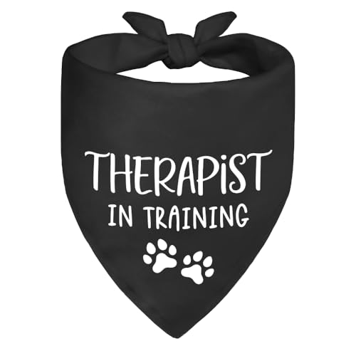 ZBBFSCSB Therapist in Training Black Dog Bandana, Professional Therapy Puppy Scarf, Service...