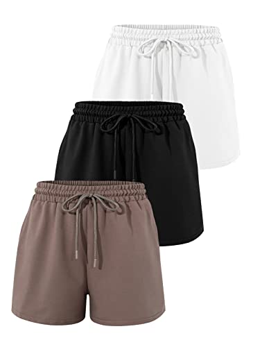 Sunbs 3 Pack Womens Casual Cotton Sweat Shorts Trendy Lounge High Waisted Comfy Shorts Athletic Trendy Summer Drawstring Shorts With Pockets 2023 Fashion Spring Clothes Outfits #TOP6