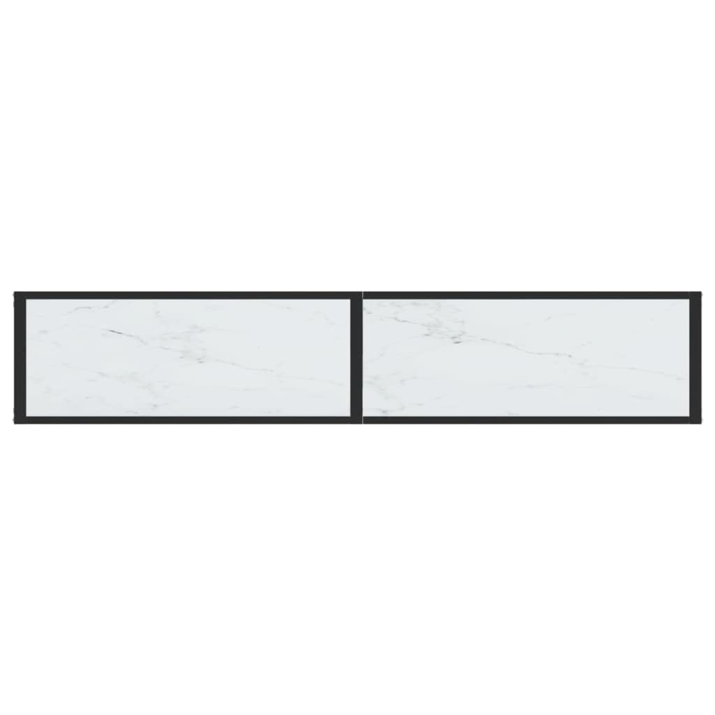 Stolik konsolowy biały o wyglądzie marmuru 180 x 35 x 75,5 cm, stolik kawowy ze szkła hartowanego do salonu, przedpokoju i wejścia, stabilny stolik nocny