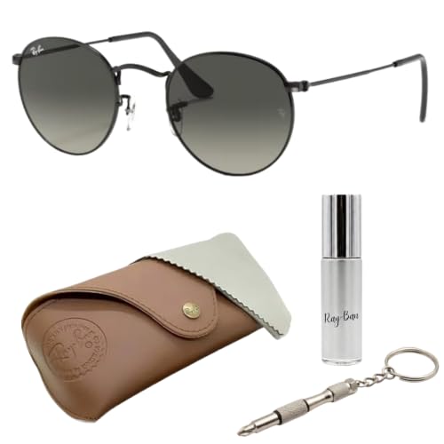 Image of Ray-Ban RB3447N ROUND FLAT LENSES Round Shaped Sunglasses for Men with Official RAYBAN Eyewear Kit