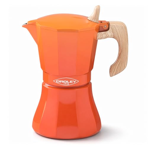 Oroley - Cafetera Italiana Petra | Base de Acero Inoxidable | 6-9-12 Tazas | Cafetera Inducción, Vitrocerámica, Fuego y Gas | Estilo Tradicional (Naranja, 6 Tazas) Oroley - Cafetera Italiana Petra | Base de Acero Inoxidable | 6-9-12 Tazas | Cafetera Inducción, Vitrocerámica, Fuego y Gas | Estilo Tradicional (Naranja, 6 Tazas)