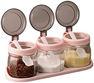 Spice boxs Condiment Container, Glass Made, Suitable for Kitchen.Product Size: 8.4cm*10.2cm, 3 Pcs