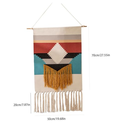 Tapiz de macramé de algodón tejido a mano NIDONE con elegantes borlas decorativas 7