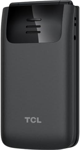 TCL FLIP 4 5G phone closed, showing the external display and the TCL logo.