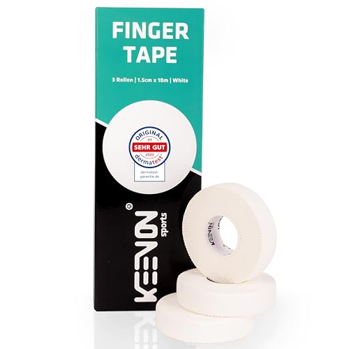 keenon sports Fingertape Dermatest: SEHR GUT Boulder Tape Klettertape Handtape Volleyball Basketball Handball Sporttape (3 Rollen je 10m 1 5cm breit Weiss)