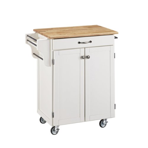 Create-a-cart White Kitchen Cart with Wood Top with Home Styles