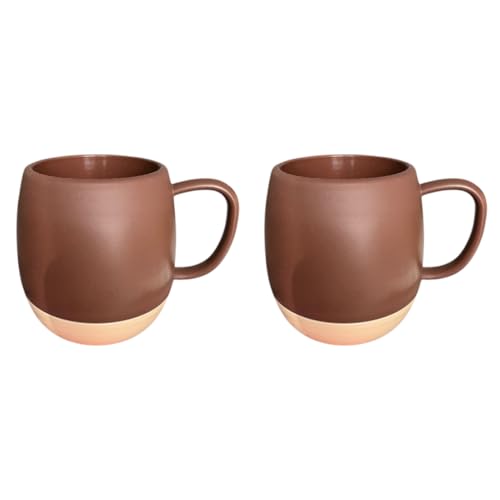 飲み物が冷めにくい 二重構造 マグカップ 280ml (ブラウン&アイボリー, 2個)