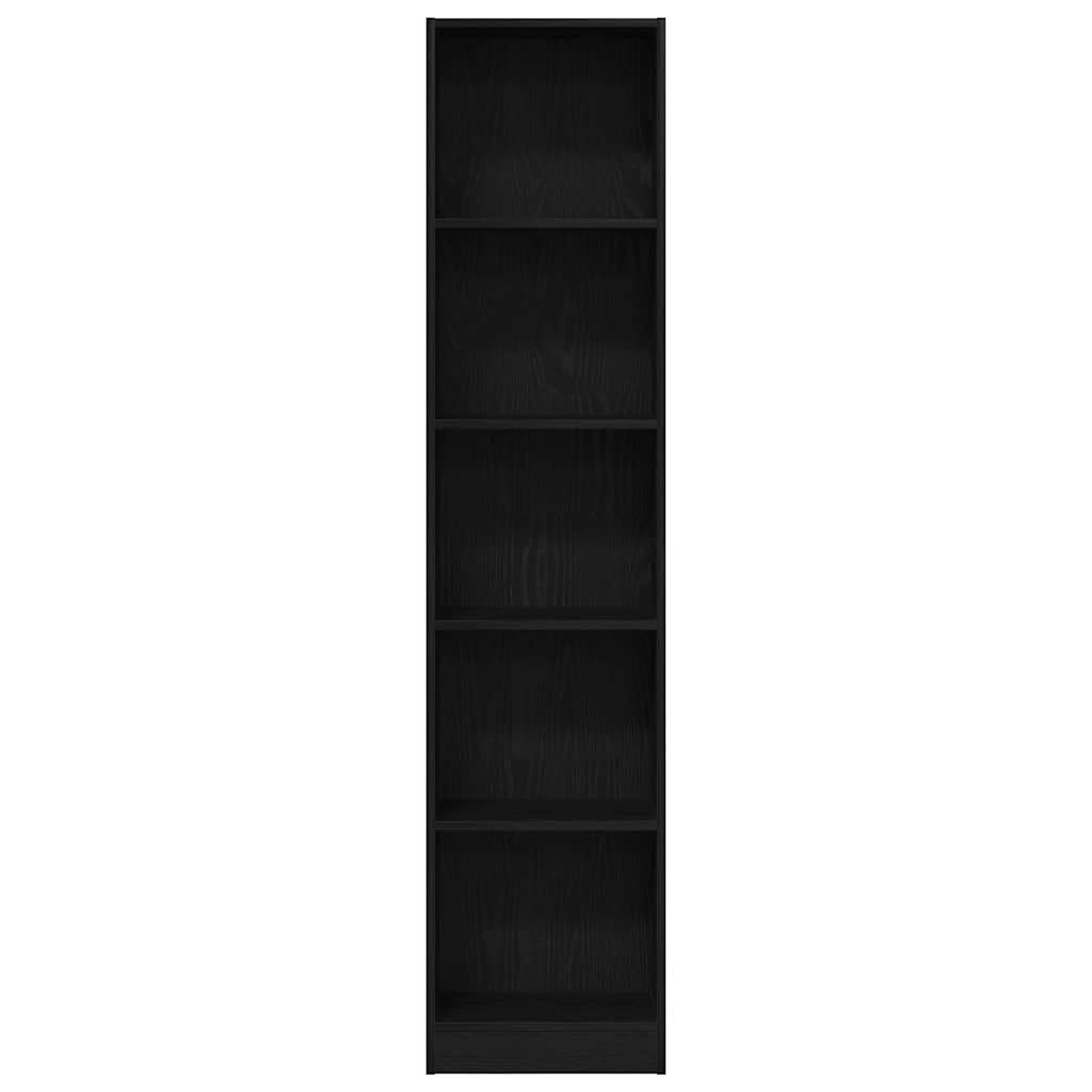 Regał na książki, czarny, imitacja dębu, uniwersalny regał na książki, do biura, 40 x 24 x 176 cm, materiał drewnopochodny